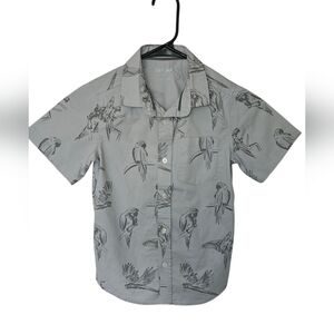 Cat & Jack Light Gray Casual Button Down Shirt with Animal Print